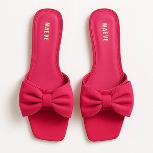 Maeve by Anthropologie Bow Micro Wedge Sandals in Pink Size 8 NEW